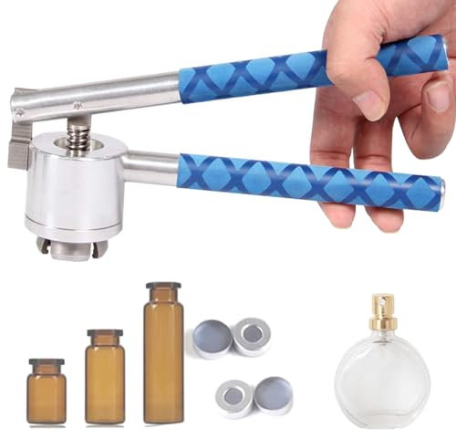 Crimpadora manual de viales con tapa abatible, herramienta para crimpar viales de spray para botellas de perfume con mango antideslizante, máquina selladora de botellas portátil, fácil de usar(13mm)