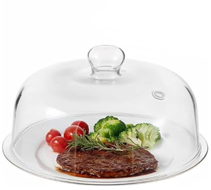 EliteVibe 10 inch Glass Microwave Splatter Cover, Glass Microwave Cover for Food, 5 Inch Tall Plate Splatter Lid Guard, Kitchen Serving Dish Covers, BPA Free, Non Plastic, Dishwasher Safe