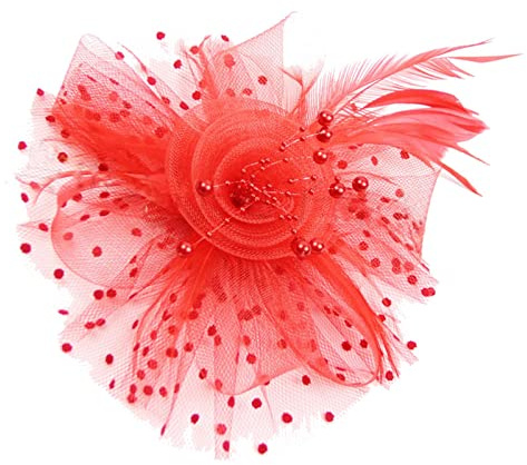 Oshhni Pince à cheveux en plumes de maille de fleurs pour femmes et filles, accessoires de costume, couvre-chef, chapeau d'église pour cocktail, thé,