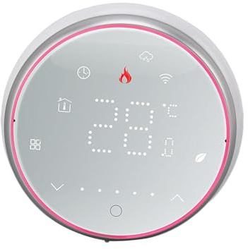Fabater Termostato WiFi Inalámbrico, Termostato WiFi Inteligente IP20 PC Y ABS AC95-240V para El Hogar para Calefacció de Calderas (White)