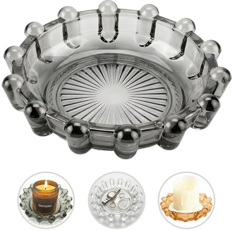 zwzlcfak Bubble Smoky Glass Candle Holder – Modern Anthropologie-Inspired Decor Dish for Small Candles & Diffusers | Stylish Tabletop Accent for Home Bar & Cozy Living Spaces (1, Smoky Color)