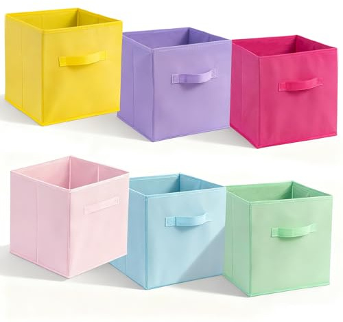 6 Colorato Scatole Portaoggetti, Cubi Portaoggetti Scaffale 27 x 27 x 28 cm Kallax Contenitori Scatole Portaoggetti Quadrate per Scaffali, Cubi Contenitori Portaoggetti Pieghevoli