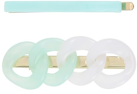 Mobestech 2pcs Side Hair Clamps Creative Resin Hair Clips with Iron Frame Lasting Luster Fine Polishing for Birthday