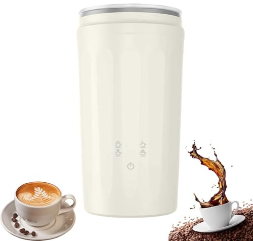 Smart integrerad elektrisk mjölkskummare 300 ml med dubbelfunktion för varm och kall användning, tryckkänsliga knappar, avtagbar skumring, idealisk för varm choklad, latte och kaffe beige