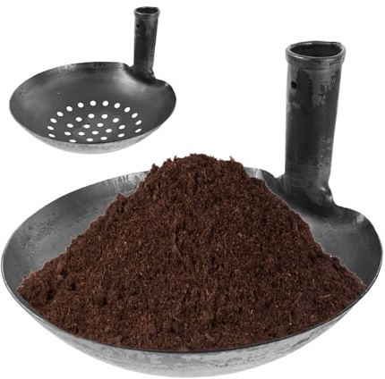 Pala De Metal para Suciedad | Recogedor de Estiércol Fabricado en Hierro - Recogedor Tamizador para Lodo - para Exterior Patio Drenaje De Pozo Senda Canaleta Cieno Barro Escombros