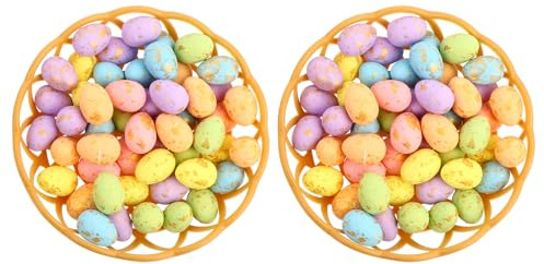 VICASKY 50pcs Foam Easter Eggs Decoration Set with 2 Baskets, 1.5x1.8cm Artificial Decorative Eggs for Festival Home Decor and Easter Basket Party Supplies