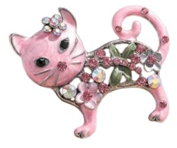Retro Emalj Kattbrosch, Ihålig Diamantbrosch, Kostym/rock/tröja Tillbehör, Present Till Flickor(Pink)
