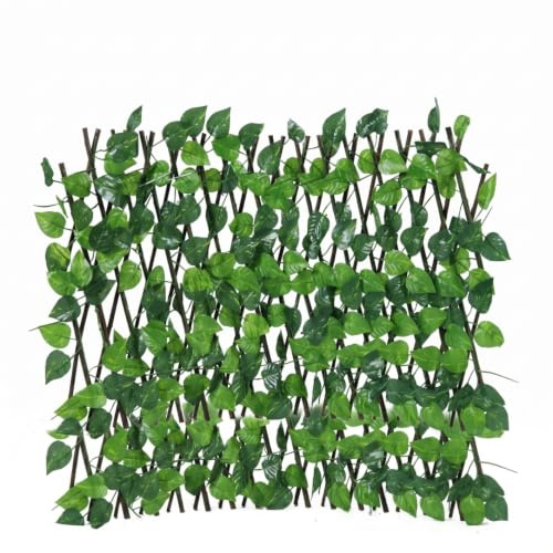 Recinzione per la privacy espandibile, Schermo per recinzione per la privacy in edera finta da 16-71 pollici con verde realistico per balcone, patio, giardino e decorazioni per esterni, Verde, 40 cm