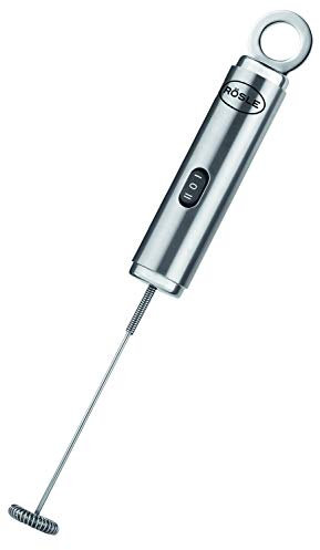 RÖSLE Multischäumer, Hochwertiger elektrischer Aufschäumer für Milchschaum und Vinaigrettes, mit 2 Geschwindigkeitsstufen, Edelstahl 18/10, Silberfarben / Schwarz
