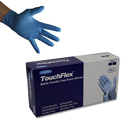 TouchFlex N318A-00XL Guantes de Nitrilo Desechables, Sin Polvo, Azul, Tamaño XL / 10 (Paquete de 100 Piezas)