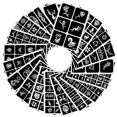 Mayplous 282 Designs Temporäre Tattoo-Schablonen – Abnehmbare Tattoo Sticker & Gesichtsmalerei Schablonen für Glitzer Tattoos, Body Art & Temporäre Tattoo-Tinte