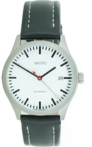 Aristo Herren Uhr Automatic Edelstahl Bahnhof 3H191 Leder