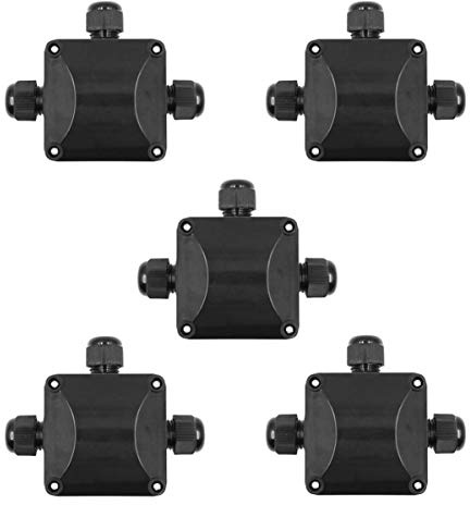 5 PCS Waterproof Black IP68 Plastic Cable Wire Connector Gland Electrical 3-Cable Junction Box