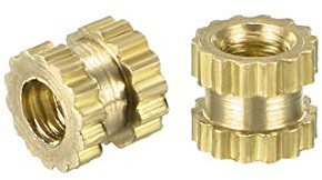 sourcing map 100 Stück Gewindeeinsatz Rändelschrauben Messing Schraubmuttern M2 x 3 mm(L) x 3.2mm(OD)