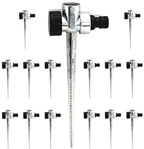 Suinga Pack 15 Pincho Porta Aspersor metal 1/2'' | Soporte para Aspersores de riego | Pincho para clavar en césped | Rosca superior hembra 1/2. Rosca lateral 3/4, gris
