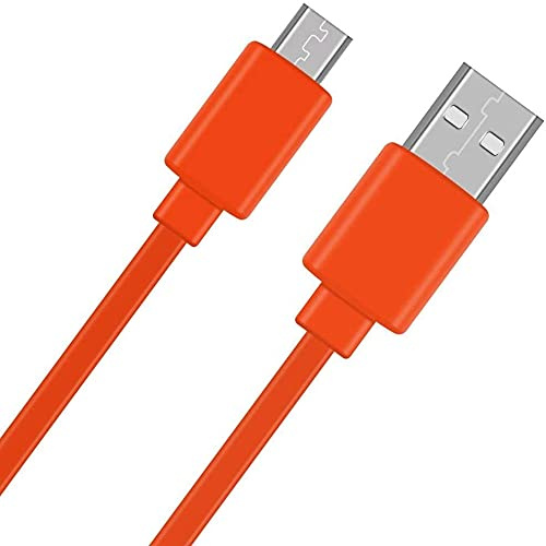 Adhiper para Cable Micro USB Plano Repuesto: Naranja (25cm) | Carga rápida, compatible con altavoces UE Boom, JBL Flip 2/3/4 y dispositivos Android
