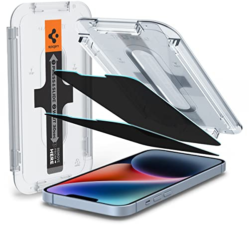 Spigen EZ Fit Sichtschutzfolie [2P] für iPhone 14 Plus, iPhone 13 Pro Max | Privacy Schutz, inklusive Installationskit, Kratzfest, Hüllenfreundlich, 9H Härte Folie