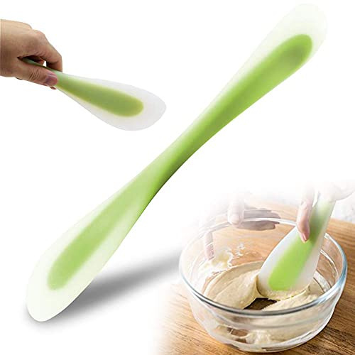 Silicone Spatula Scraper Spoon Double-Headed Dual-Purpose for Cooking Baking Spreading Mixing Supplies, Ideal Gifts of Home Utensi Kitchen Good Grip Gadget Cake Accessory for Dad or Mom(Green)