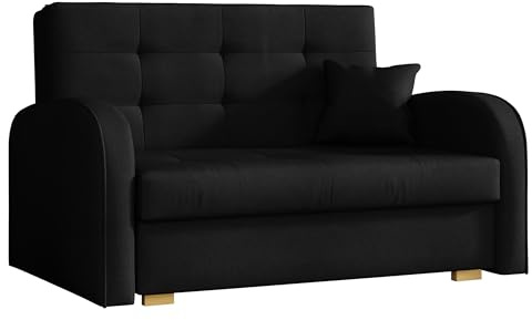 Mirjan24 Schlafsofa Viva Gold II mit Bettkasten, 2 Sitzer Polstersofa mit Schlaffunktion inkl. Kissen, Sofa, Sofagarnitur, Bettsofa, Wohnlandschaft, Farbauswahl (Kronos 07)