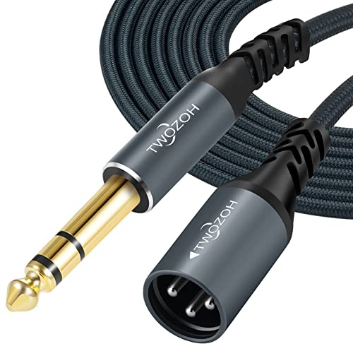 Twozoh Klinke 6,35 mm auf XLR Stecker 3 poliges Audio kabel 0,3M, Geflochtenes XLR-Stecker auf 1/4 TRS Stereo Gitarren kabel (Professional/HiFi)