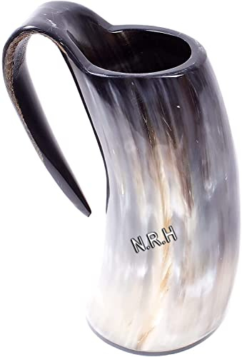 Nautical Replica Hub Viking Drickhorn Mugg Medeltida Stil Äkta Oxhorn Mugg Hantverkare Tankard för Ale Öl Mugg Game of Thrones Varor Handgjord