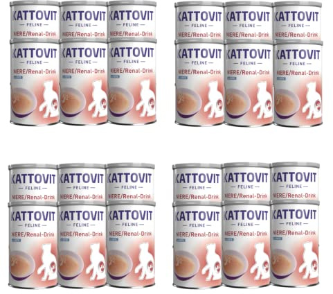Kattovit Niere/Renal-Drink Ente | 24er Pack | 24 x 135 ml | Ergänzungsfuttermittel für ausgewachsene Katzen | Fleischstückchen mit Ente | Zur Unterstützung der Nierenfunktion