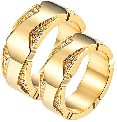 BCughia Freundschaftsringe Beste Freundinnen, Goldring Edelstahl Ring Schmuck Goldring mit Zirkonia Damengröße 54(17.2), Herrengröße 57(18.1)