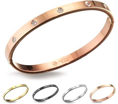 inSCINTILLE Bangles Bracelet Rigide en Acier Inoxydable pour Femme avec Boîte Cadeau Incluse