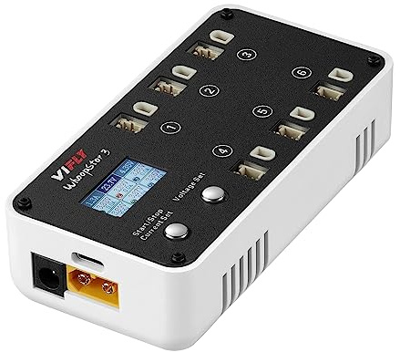 VIFLY WhoopStor V3 1S LiPo Akku Lagerspannungs- Lade- und Entladegerät mit LCD Display Tiny Whoop Ladegerät mit PH2.0 und BT2.0 Anschlüssen