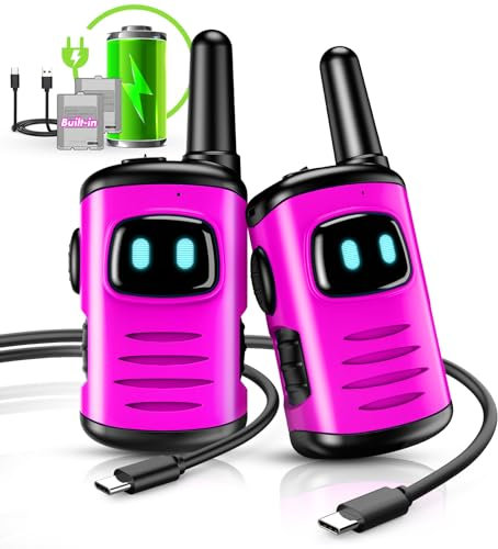 Veopoko Kids Walkie Talkies Rechargeable, Outdoor Toys for 3 4 5 6 7 Year Old Girls Toys Age 3 4 5 6 7 8 9 Year Old Girl Gifts Walky Talky Spy Game Xmas Stocking Fillers for Girls Walkie Talkies