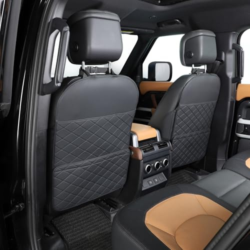 TAIKOO Seat Back Protector + Large Capacity Pocket Storage Organizer,Preventing the Impact of Children Stepping on the Seat Backrest (Black)