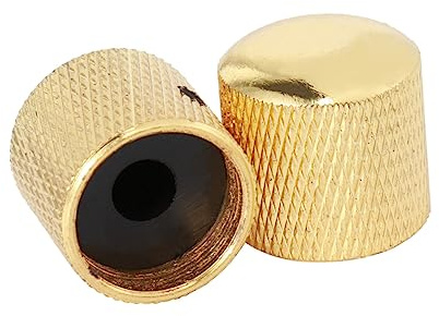 Gitarren Lautstärkeregler aus Metall für Gitarre und Bass Gold | Tonregelung und Ersatz, 2 Stück Pack, Metallausführung, für Gitarre und Bass, Goldene Ausführung