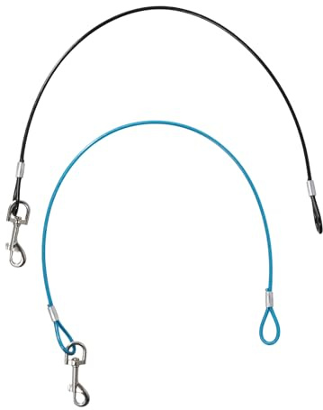 Shengxi 2 Stück Kaufeste Hundeleinen-Verlängerung aus Metall Hundeleine Kette mit Beschichtetem Stahlkabel Robuste Hundekette Leine Bissfest Wasserdicht für Kleine Mittelgroße Hunde (Schwarz + Blau)
