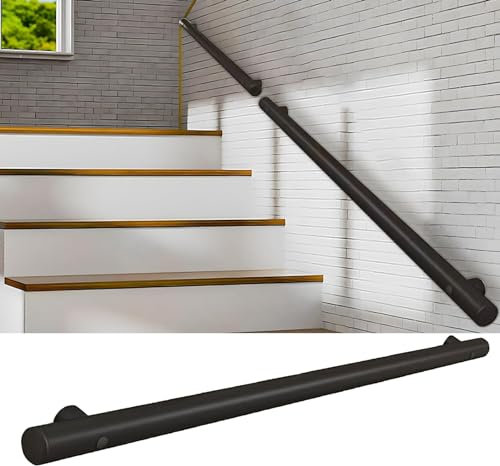 Pasamanos de escalera de montaje en pared para interior 60 cm, 90 cm, 1 m, 150 cm, 2 m, 3 m, pasamanos antideslizante para exteriores, pasamanos para escaleras, pasamanos con soportes de acero inoxida