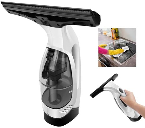 HSHa Cordless Window Vacuum Cleaner with 150ml Water Tank, Electric Squeegee 2.0KPA Strong Suction, Handheld Window Squeegee Vacuum with Spray Bottle and 200mAh Battery