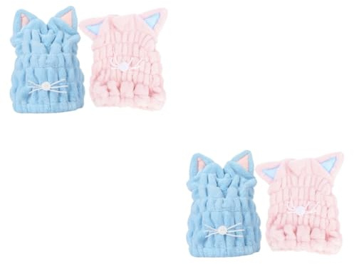 FRCOLOR 4stücke Katzenohr-haartrockentücher Ultra-absorbierendes Handtuch Für Schnelles Trocknen Für Zuhause Und Badezimmer Blau