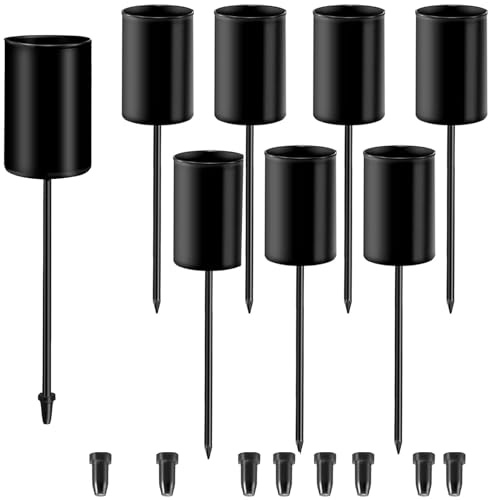 NYZQIW 8 Stück Kerzenhalter Adventskranz, Stabkerzenhalter Schwarz, Retro, Metall, Schwarz, Adventskranz Kerzenhalter, Kegelkerzenständer für Weihnachtsdekoration