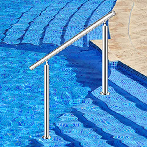 Pasamanos para piscina, barandilla de piscina de acero inoxidable 304 para cubierta, piscina, escaleras, interior y exterior, barandilla de metal, tubo redondo cepillado