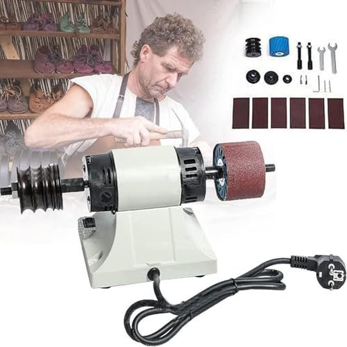 MYVVKIA Máquina pulidora de Cuero de 350 W, pulidora eléctrica, rectificadora de Bordes de Cuero con Mango de Eje Flexible, pulidora de Banco de 0 a 8000 RPM
