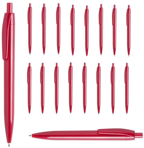 noTrash2003 100 bolígrafos de presión, Kulis, Ballpen, instrumentos de escritura de tinta azul como 100 colores iguales (rojo)