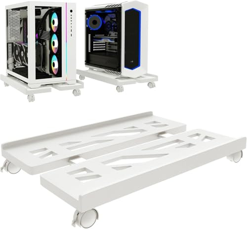 soporte torre pc, Soporte de CPU Móvil, Accesorios para Ordenador, Universal con Cuatro Ruedas, Ordenador, Componentes y Accesorios, para Hogar, Jugadores, Oficina (blanco)