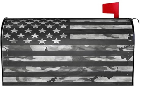 Foruidea Black and White American Flag Mailbox Covers Magnetic Mailbox Wraps Post Letter Box Cover Standard Oversize 21 X 18 MailWrap Garden Home Decor