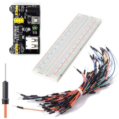 Eighosee Breadboard Power Module+Solderless 830Points Bread Board +65 Jumper Wires 3.3V/5V MB102 Plastic