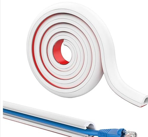 2m Cable Trunking White, Self Adhesive Cable Cover Trunking For Electric Cables Conduit Tv Cable Hider For Wall Cable Conduit Wire Hide Wires Raceway Management Wire Tidy For Desk Family Office