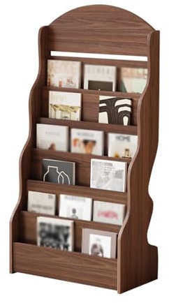 FUHAI-666 Zeitschriftenständer Bücherregal Zeitschriftenständer Zeitungsständer Boden Büro Wand Broschüre Lagerung Informationen Display Rack Zeitschriften- & Zeitungshalter(Walnut)