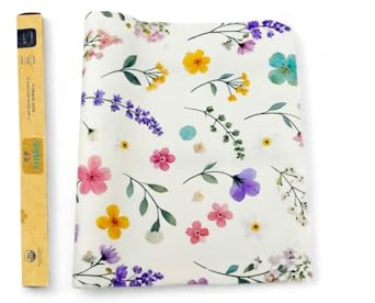 Natural Ecofriendly Reusable Beeswax Food Wraps Organic Wrapper for Sandwich Cheese Fruit Bread Snacks Vegitables Sustainable Zero Waste Plastic-Free Washable Bio Degradable (Wild Flower)