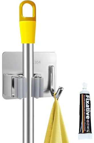 SHENGYIG Besenstielhalter Ohne Bohren, Edelstahl-Wandhalter für Mopp