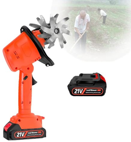 Electric Mini Cultivator, Cordless Tiller Cultivator with Telescopic Pole(Optional), for Cutting Grass, Wheat, Tea Tree, Soil Preparation, Weeding,Electrictiller-1battery