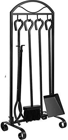 Fireplace Tool Set,Indoor Outdoor Fireplace Tool Set with Poker, Tongs, Shovel, Brush, Stand, Modern Fire Pit Stand for Wood Burning/Hearth/Stove