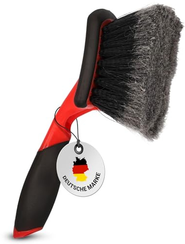 NIGRIN Bike Care Fahrrad-Waschbürste, weiche Borsten zur schonenden Reinigung, große Bürstenfläche, Schlag- und Rutschfester Griff schwarz, rot 1 Stück